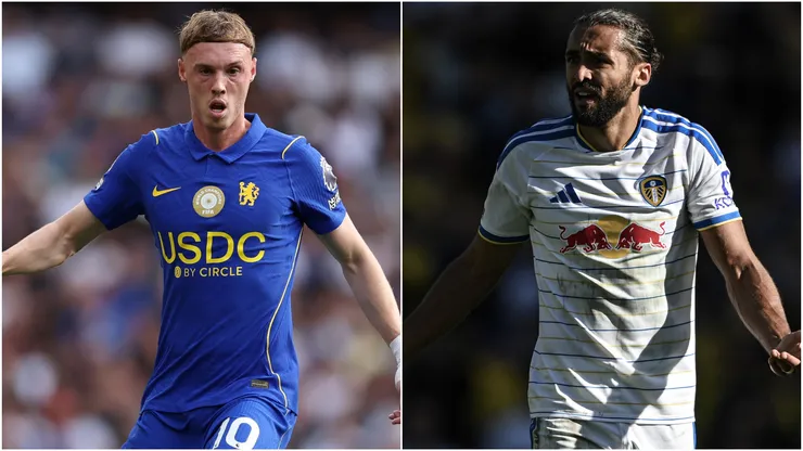 Cole Palmer of Chelsea and Dominic Calvert-Lewin of Leeds United