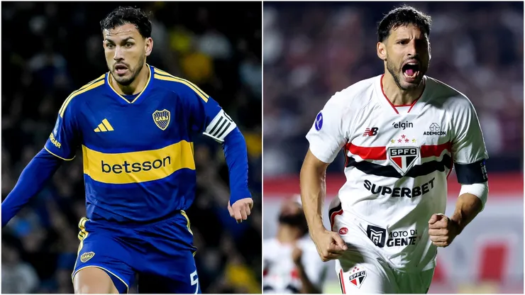 Jonathan Calleri of Sao Paulo and Leandro Paredes of Boca Juniors