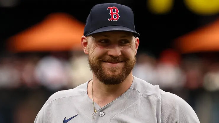 Garrett Crochet #35 of the Boston Red Sox reacts.