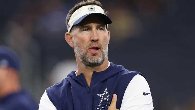 Head coach Brian Schottenheimer of the Dallas Cowboys looks on prior to the 2026 NFL preseason game.