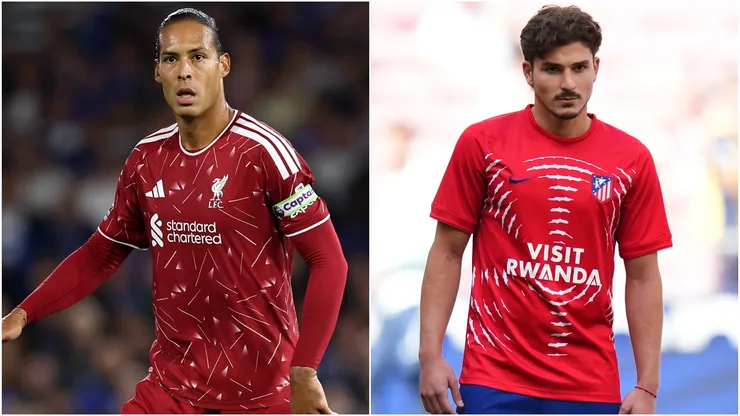 Virgil van Dijk of Liverpool and Julian Alvarez of Atletico de Madrid