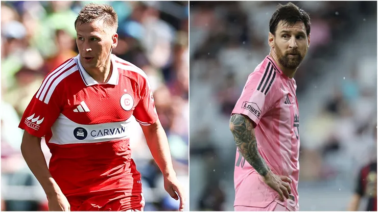 Robin Lod #17 of the Chicago Fire and Lionel Messi #10 of Inter Miami