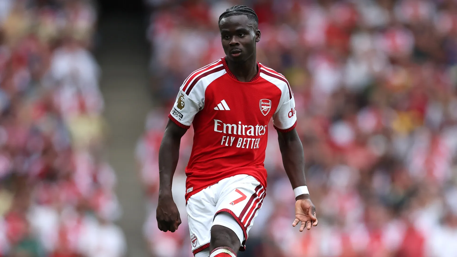 Bukayo Saka of Arsenal during the Premier League 2026/27 match (Source: Ryan Pierse/Getty Images)