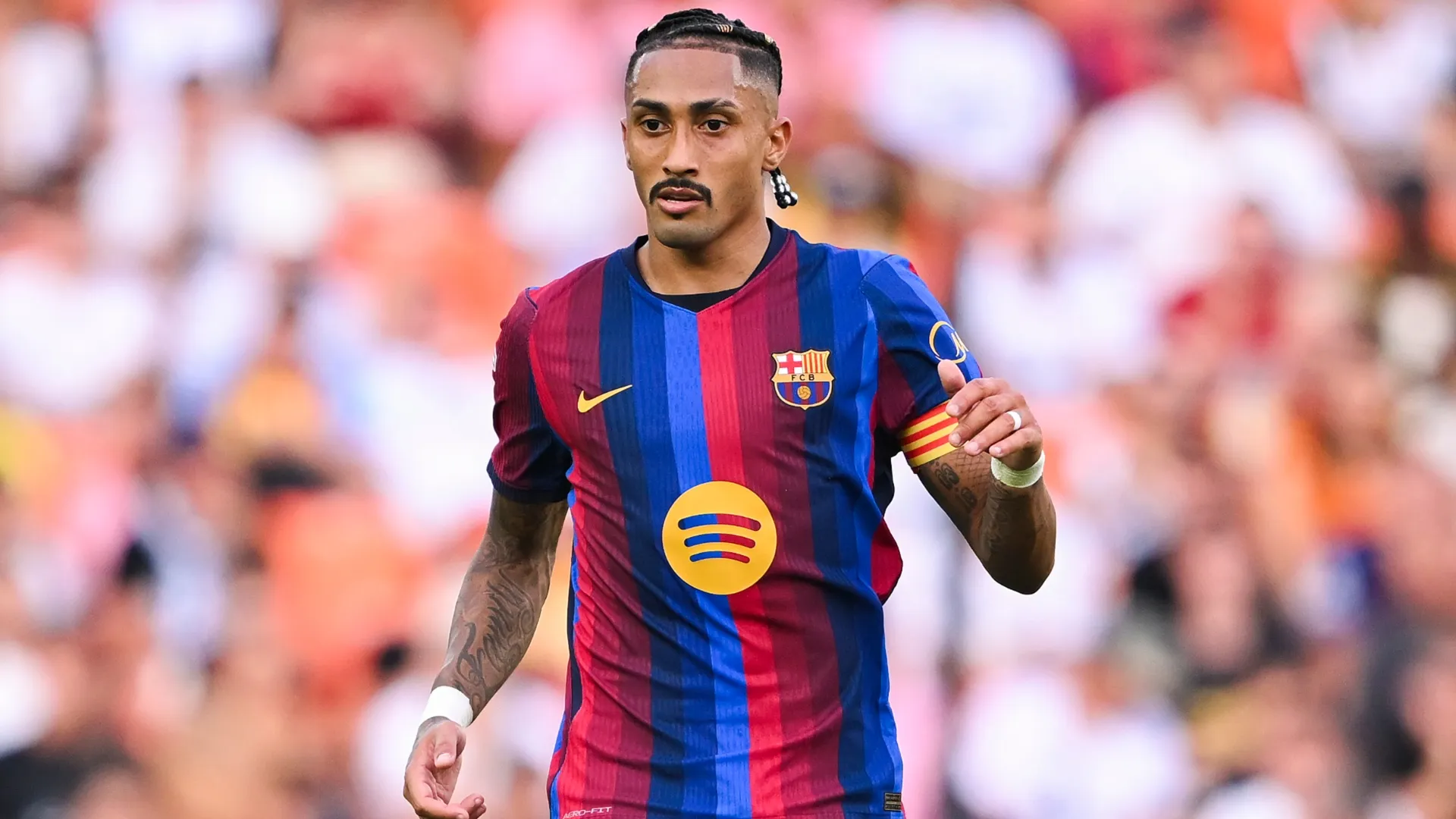 Raphinha of Barcelona during the LaLiga EA Sports 2026/27 match (Source: David Ramos/Getty Images)