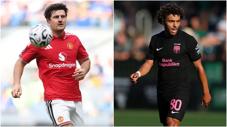 Harry Maguire of Manchester United and Akim Zedadka of Sabah FK