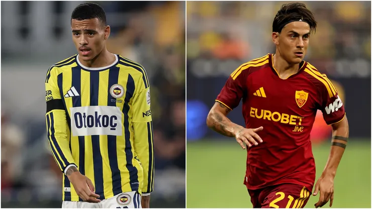 Mason Greenwood of Fenerbahce and Paulo Dybala of AS Roma