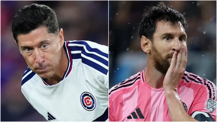 Robert Lewandowski of Chicago Fire and Lionel Messi of Inter Miami.