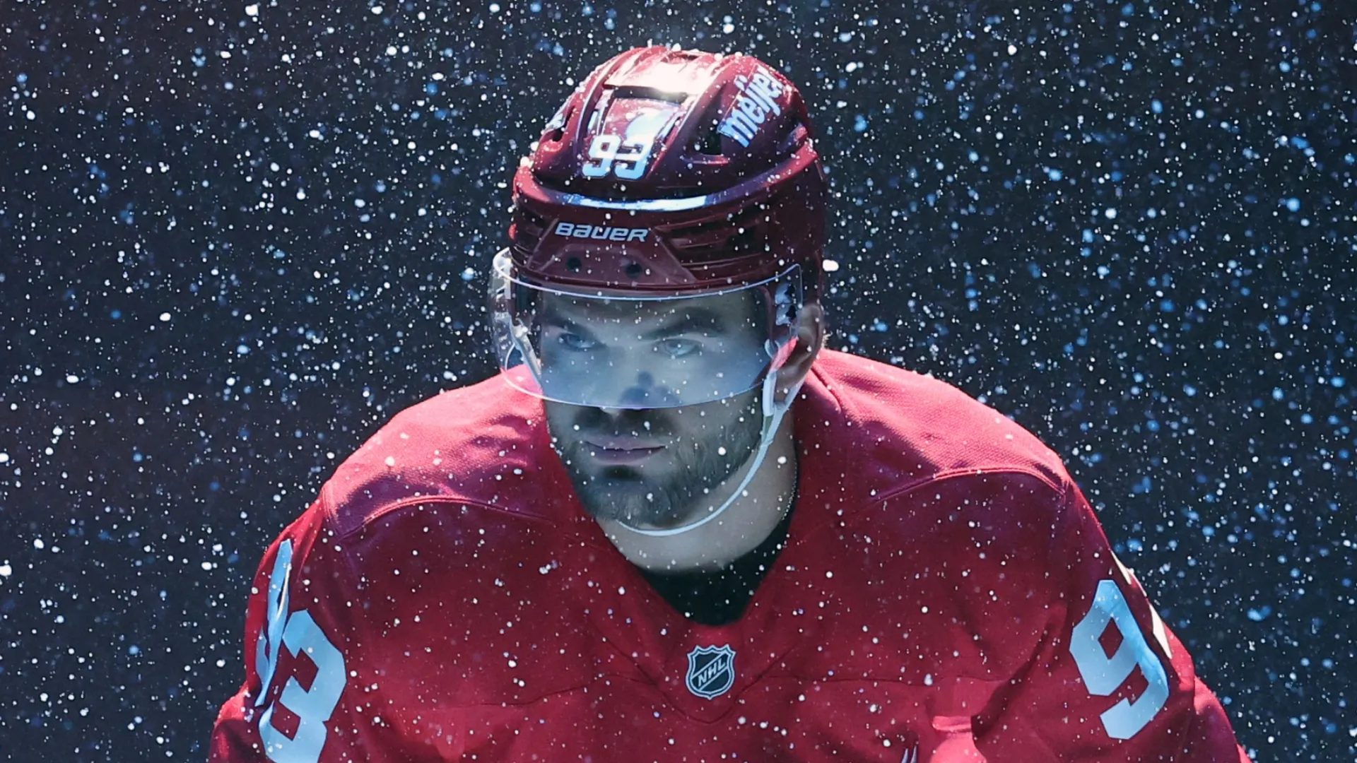 Alex DeBrincat #93 of the Detroit Red Wings is recorded by TNT during the NHL/NHLPA North American Player Media Tour at City National Arena on September 08, 2026 in Las Vegas, Nevada.