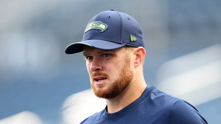 Sam Darnold #14 of the Seattle Seahawks at Lumen Field.