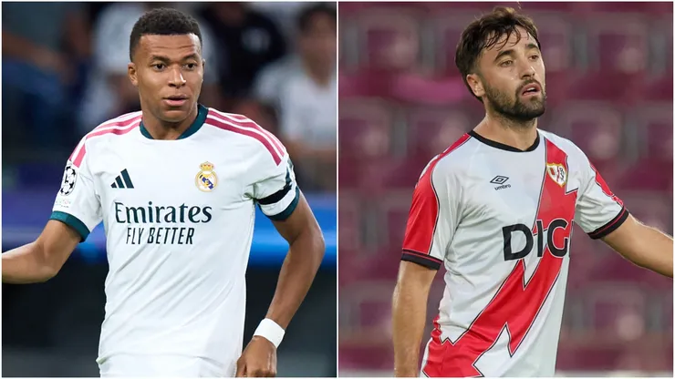 Kylian Mbappe of Real Madrid and Unai Lopez of Rayo Vallecano