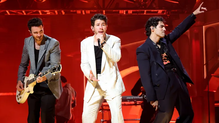 Kevin, Nick and Joe during Jonas Brothers: JONAS20 Greetings From Your Hometown Tour