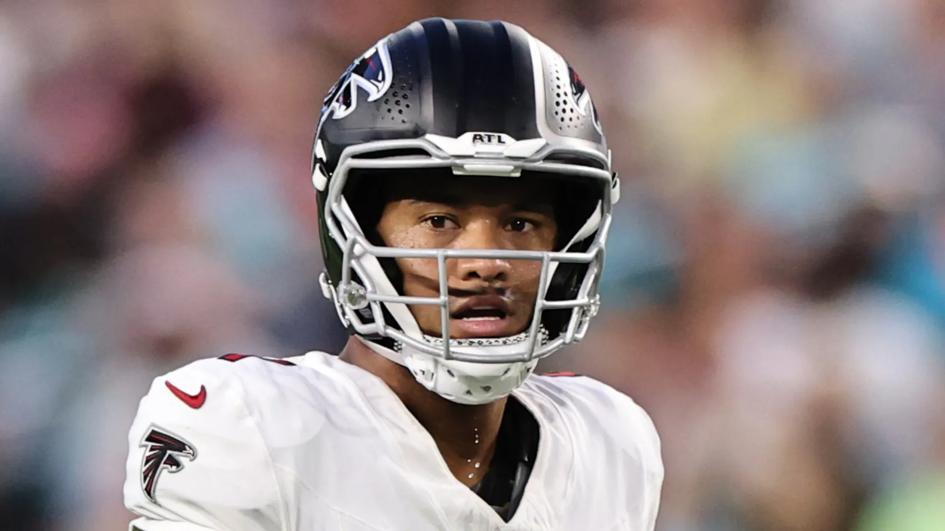 Tua Tagovailoa #1 of the Atlanta Falcons looks to pass against the Miami Dolphins during the first half at Hard Rock Stadium on August 28, 2026 in Miami Gardens, Florida.