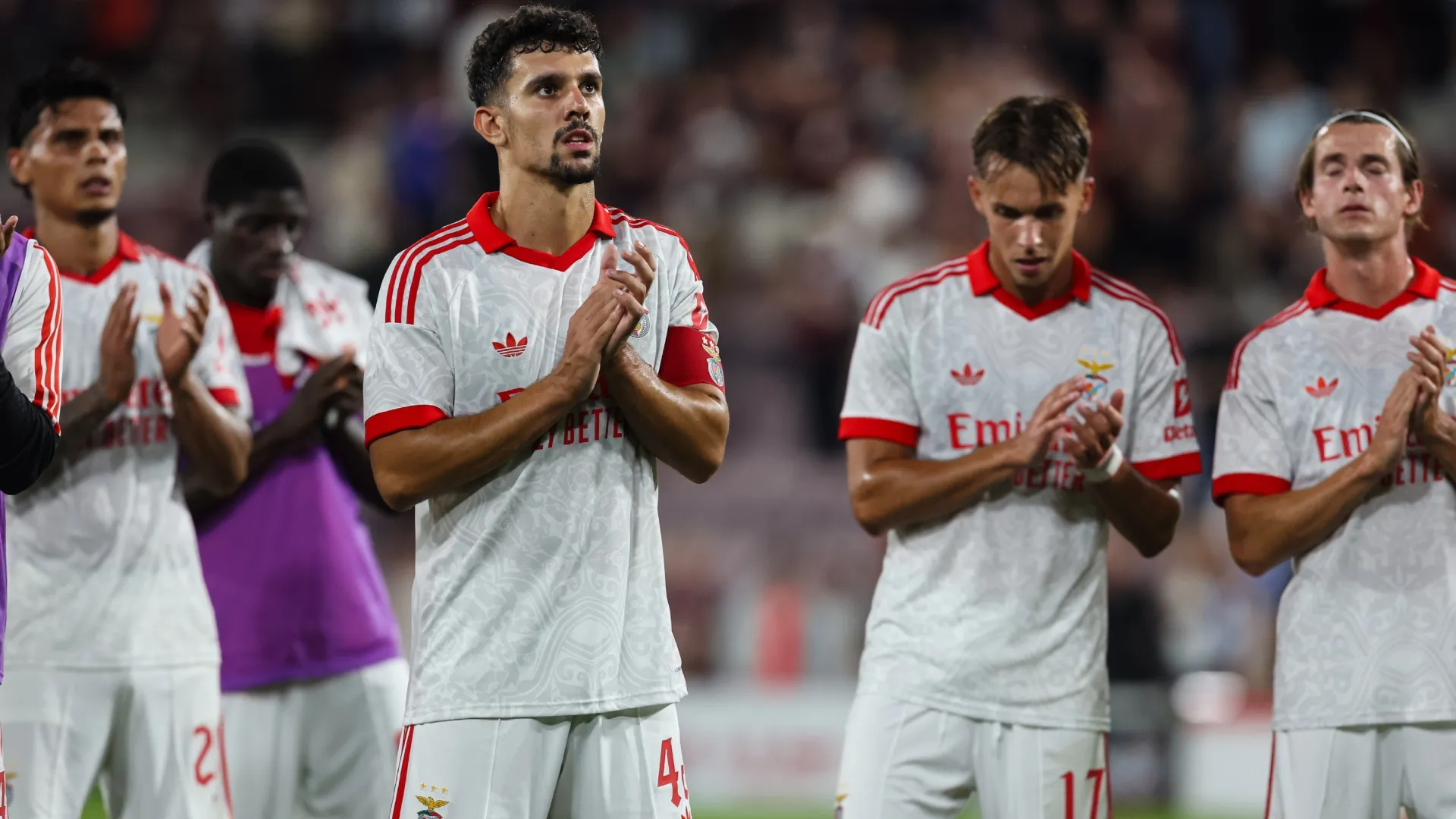 Benfica players during the UEFA Europa League 2026/27 third qualifying round (Source: WM Sport Media/Getty Images)