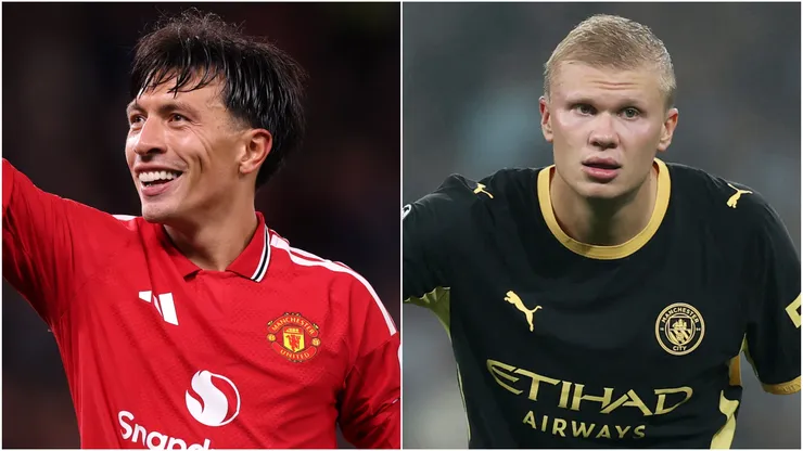 Lisandro Martinez of Manchester United and Erling Haaland of Manchester City