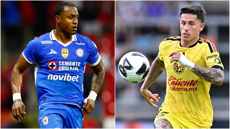 Willer Ditta of Cruz Azul and Brian Rodriguez #7 of Club America