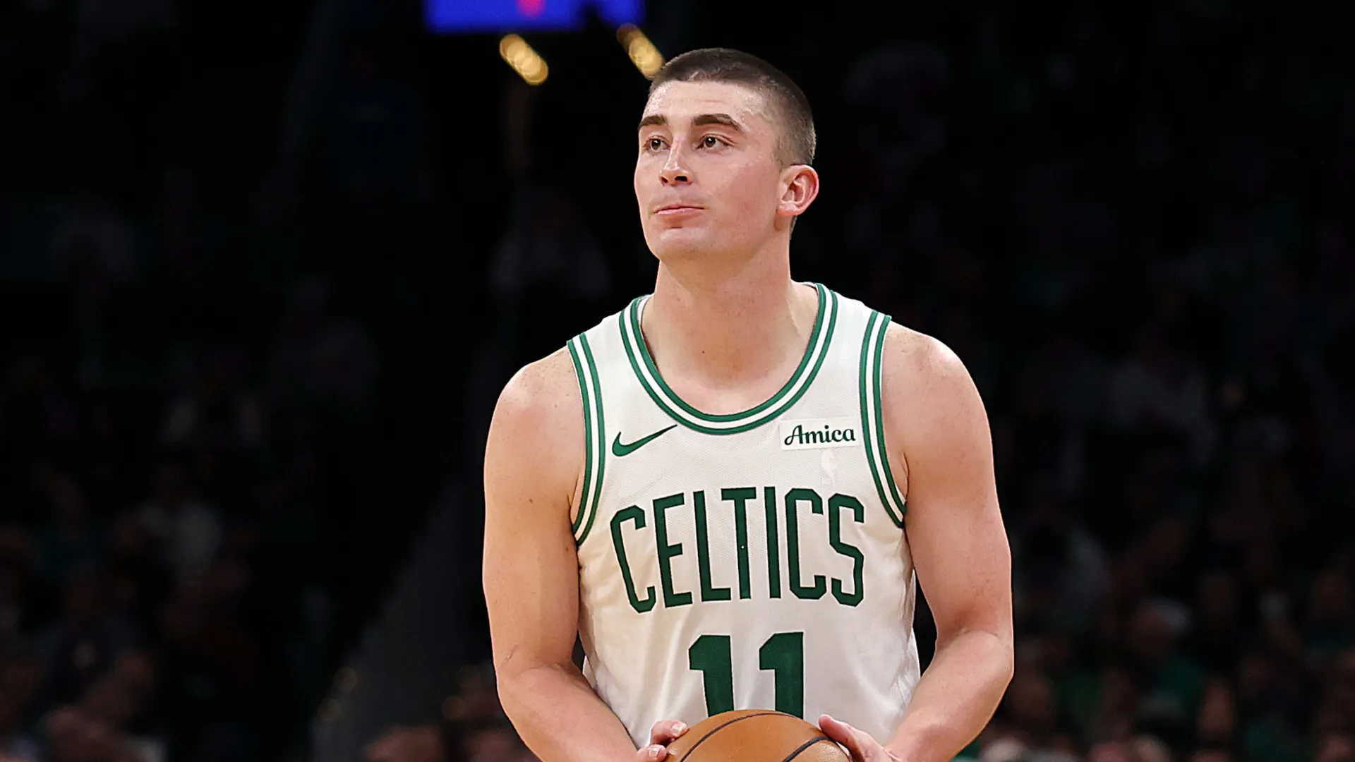 Payton Pritchard #11 of the Boston Celtics.
