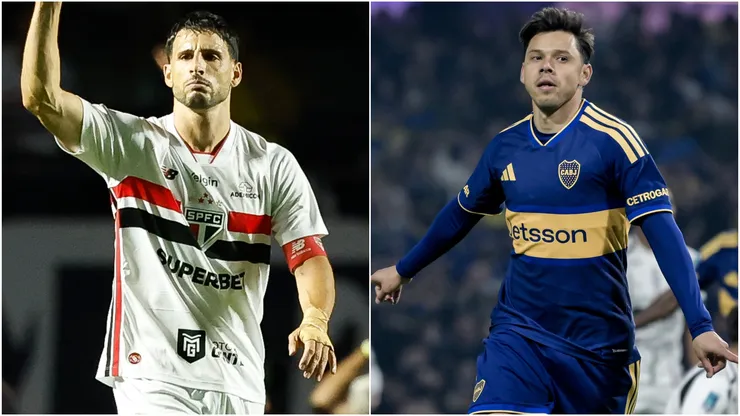 Jonathan Calleri of Sao Paulo and Angel Romero of Boca Juniors
