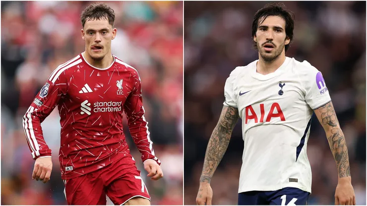 Florian Wirtz of Liverpool and Sandro Tonali of Tottenham Hotspur