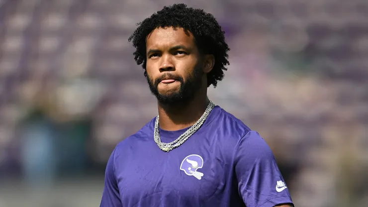 Kyler Murray #1 of the Minnesota Vikings looks on before a game against the Green Bay Packers.