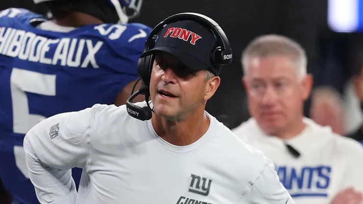 Head coach John Harbaugh of the New York Giants.