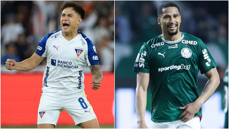 Jesus Pretell of LDU Quito and Murilo Cerqueira of Palmeiras