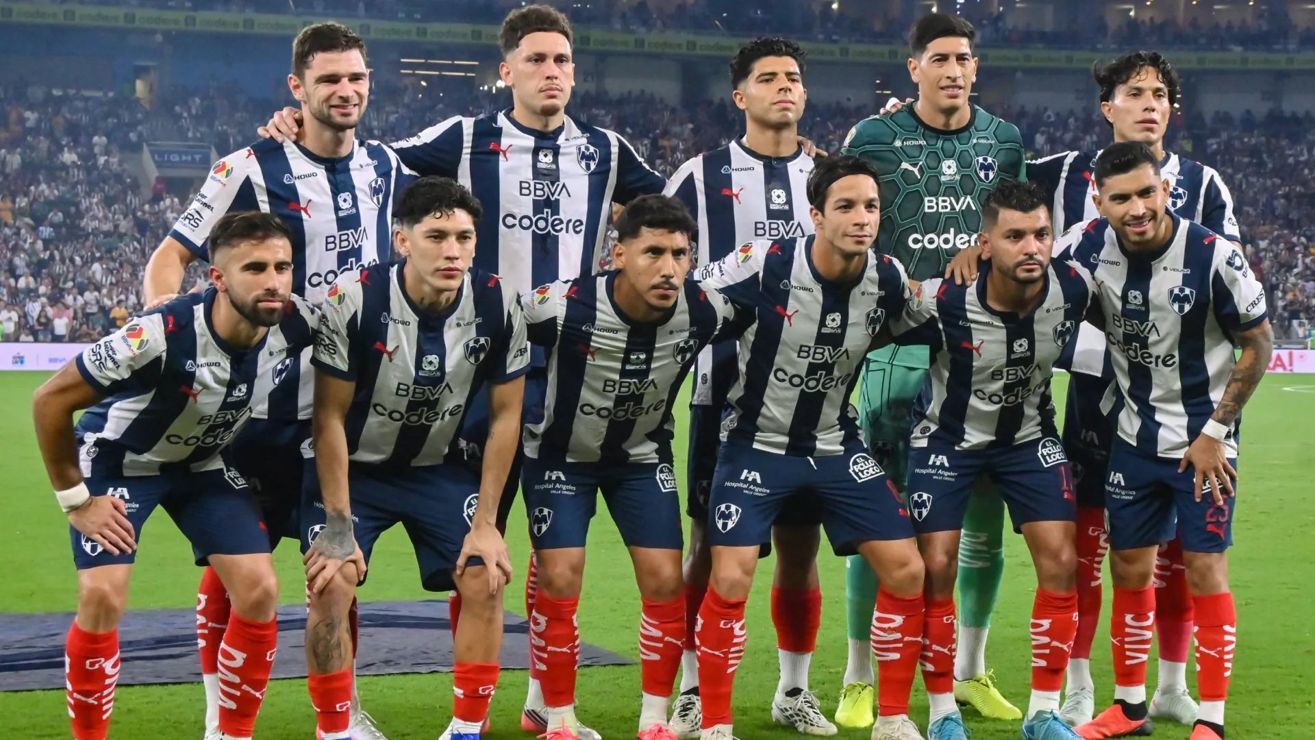 Players of Monterrey prior to the Liga MX Torneo Apertura 2026 8th-round match (Source: Azael Rodriguez/Getty Images)