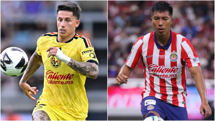 Brian Rodriguez of Club America and Daniel Aguirre of Chivas