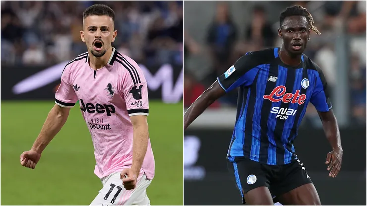 Edon Zhegrova of Juventus and Odilon Kossounou of Atalanta
