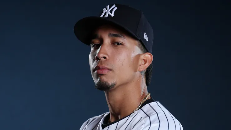 Oswaldo Cabrera #95 of the New York Yankees poses for a photo.