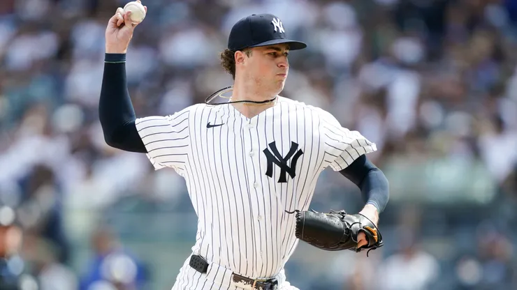 Cam Schlittler #31 of the New York Yankees pitches.