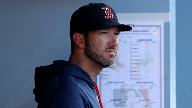 Interim manager Chad Tracy looks on before the game against the Los Angeles Dodgers.