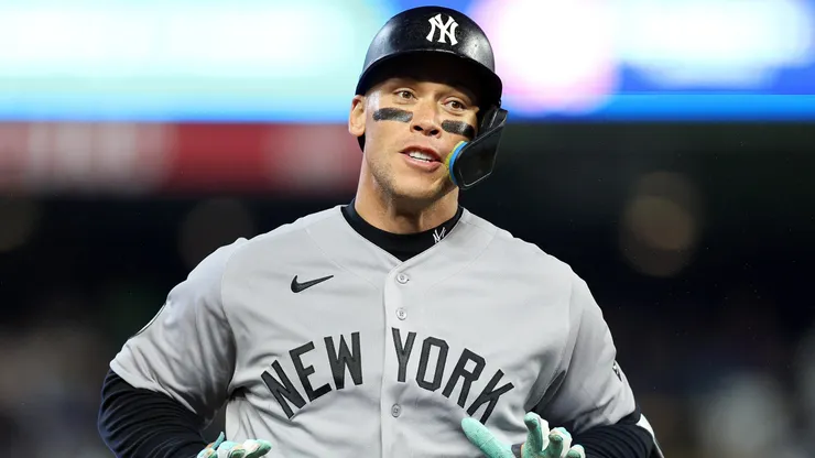 Aaron Judge #99 of the New York Yankees celebrates.