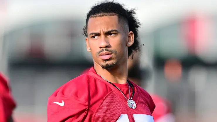 Jalen McMillan #15 of the Tampa Bay Buccaneers works out.