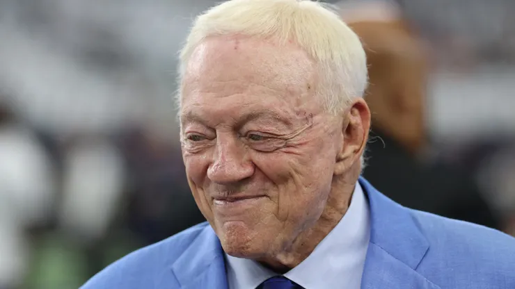 Owner Jerry Jones of the Dallas Cowboys looks on before a game against the Washington Commanders.