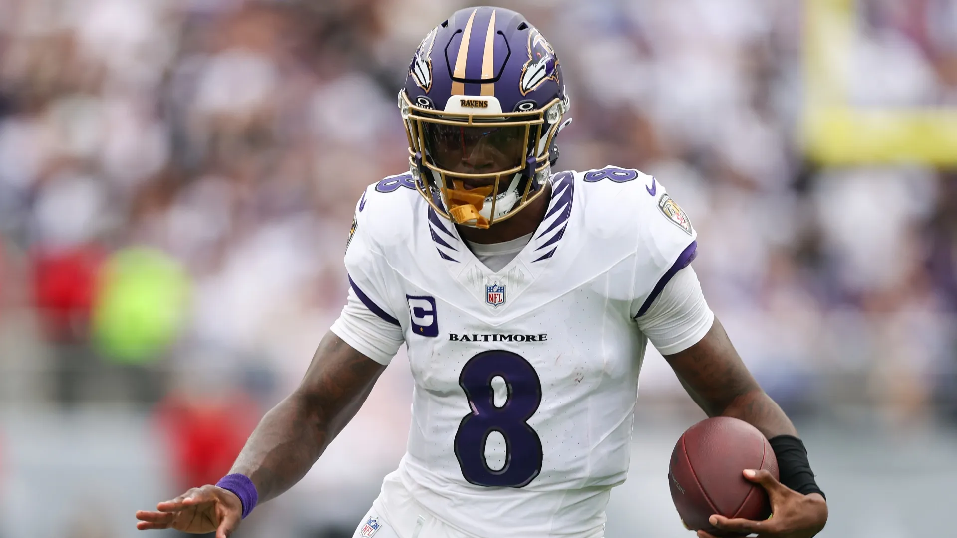 Lamar Jackson #8 of the Baltimore Ravens (Source: Patrick Smith/Getty Images)