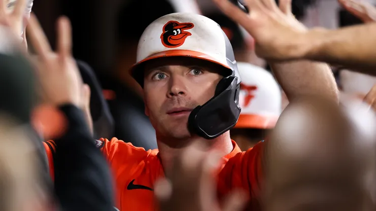 Pete Alonso #25 of the Baltimore Orioles celebrates a home run.