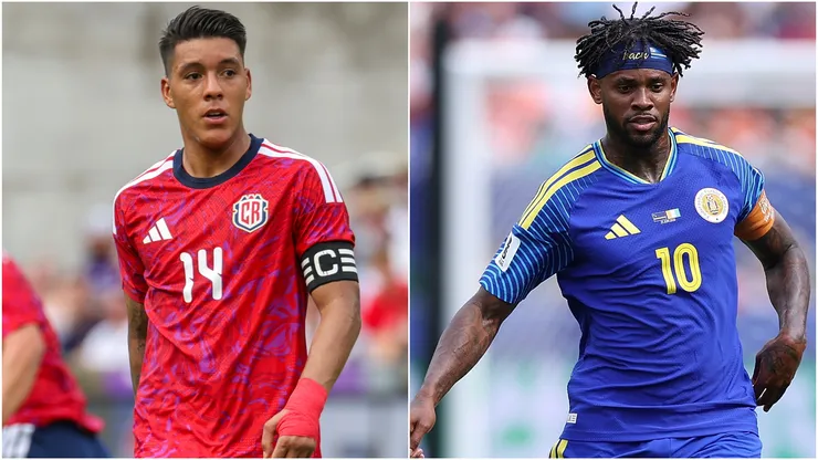 Orlando Galo #14 of Costa Rica and Leandro Bacuna #10 of Curacao