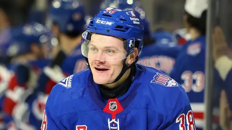 Adam Sykora #38 of the New York Rangers at Madison Square Garden.