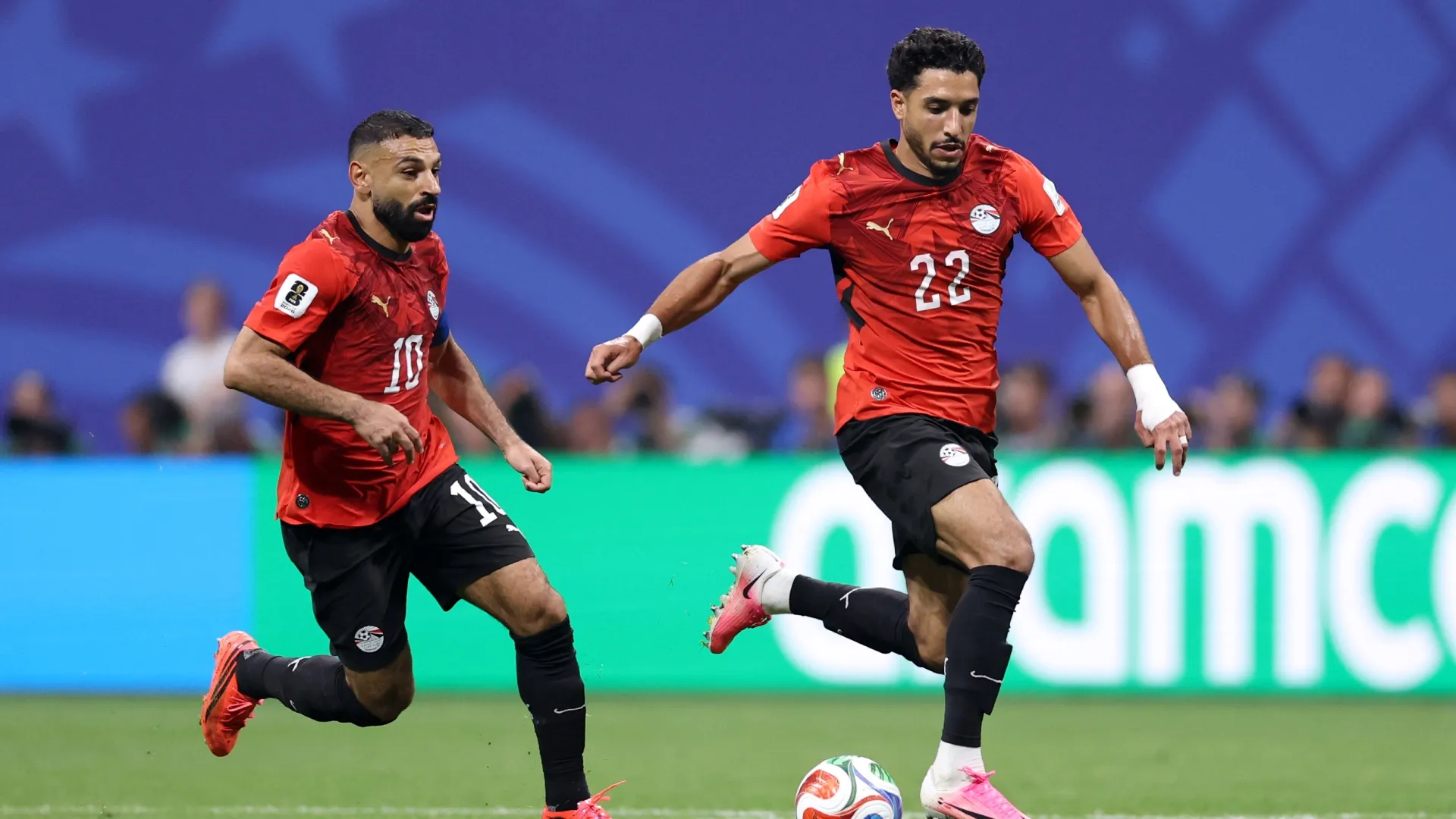 Mohamed Salah #10 and Omar Marmoush #22 of Egypt (Source: Buda Mendes/Getty Images)