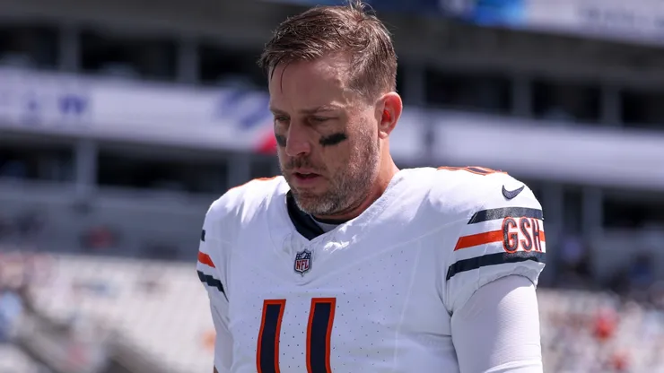 Case Keenum #11 of the Chicago Bears looks on before a game against the Carolina Panthers.