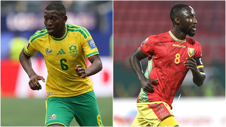 Aubrey Modiba #6 of South Africa and Naby Keita of Guinea