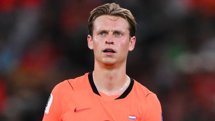 Frenkie De Jong of Netherlands looks on.