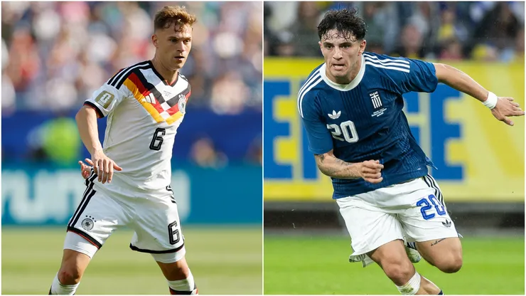 Joshua Kimmich #6 of Germany and Christos Zafeiris of Greece