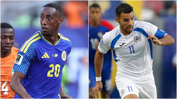 Joshua Brenet #20 of Curacao and Juan Barrera #11 of Nicaragua