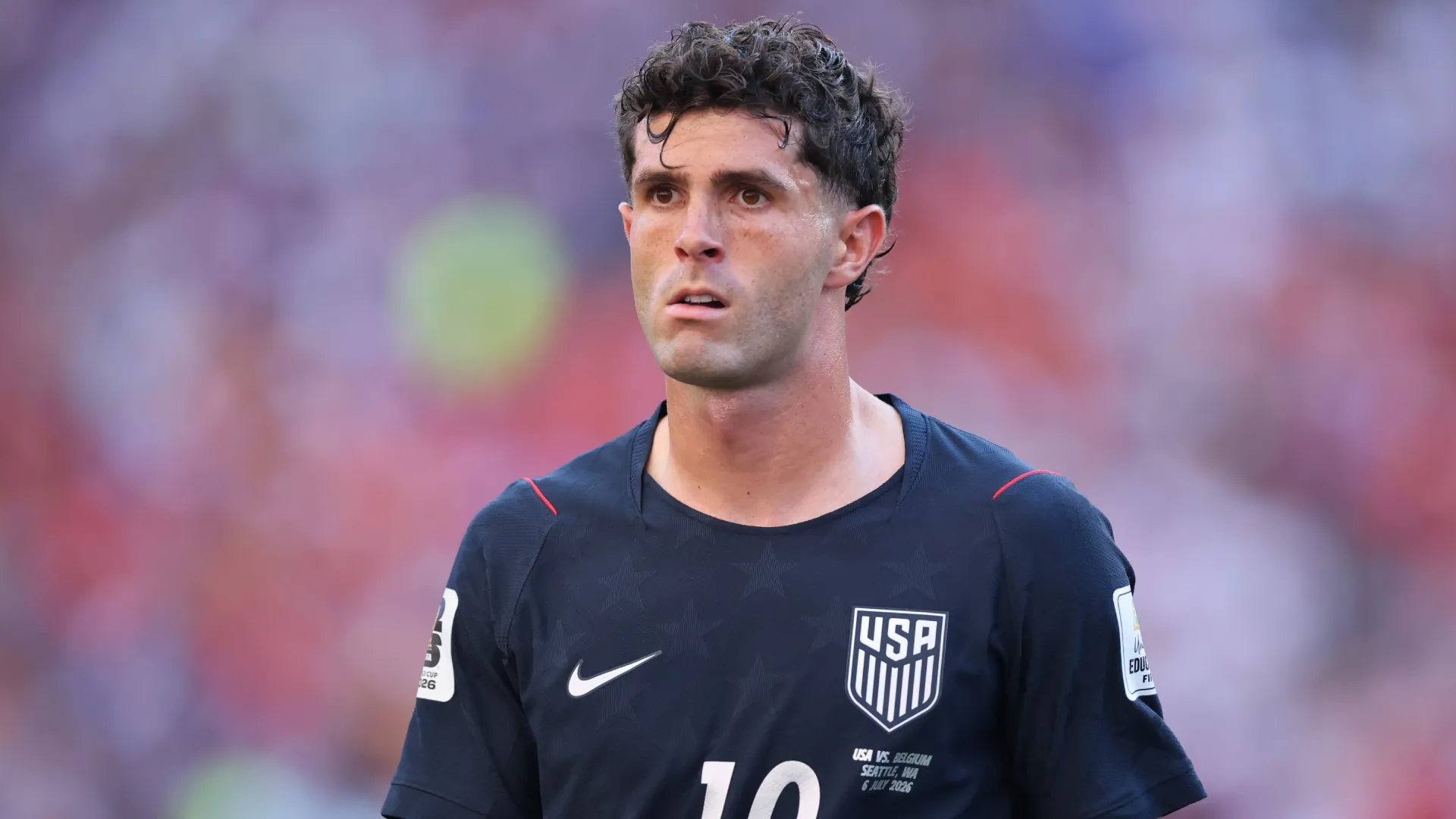 Christian Pulisic #10 of USA during the FIFA World Cup 2026 Round Of 16 match (Source: Alex Grimm/Getty Images)