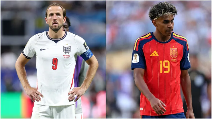 Harry Kane of England and Lamine Yamal of Spain