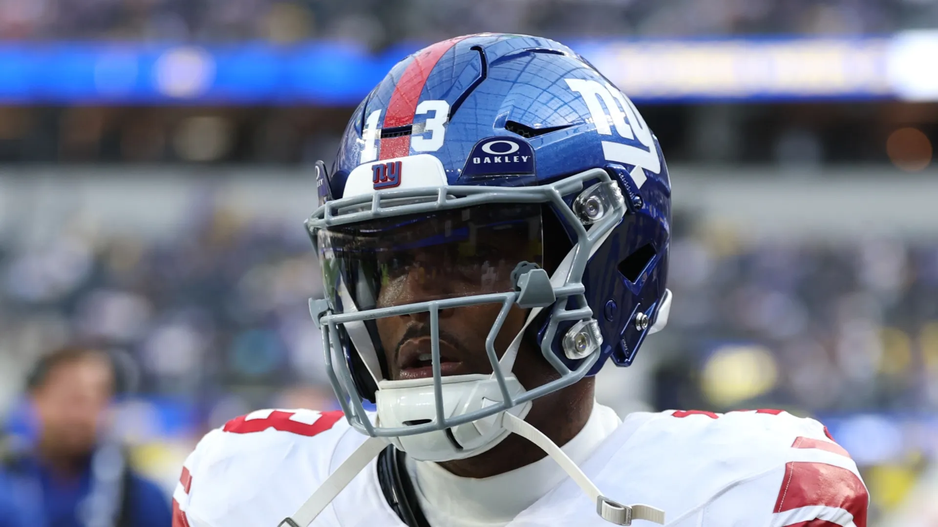 Odell Beckham Jr. #13 of the New York Giants before the game against the Los Angeles Rams at SoFi Stadium on September 21, 2026 in Inglewood, California.