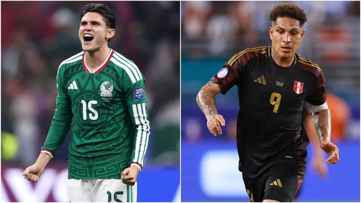 Israel Reyes of Mexico and Paolo Guerrero of Peru