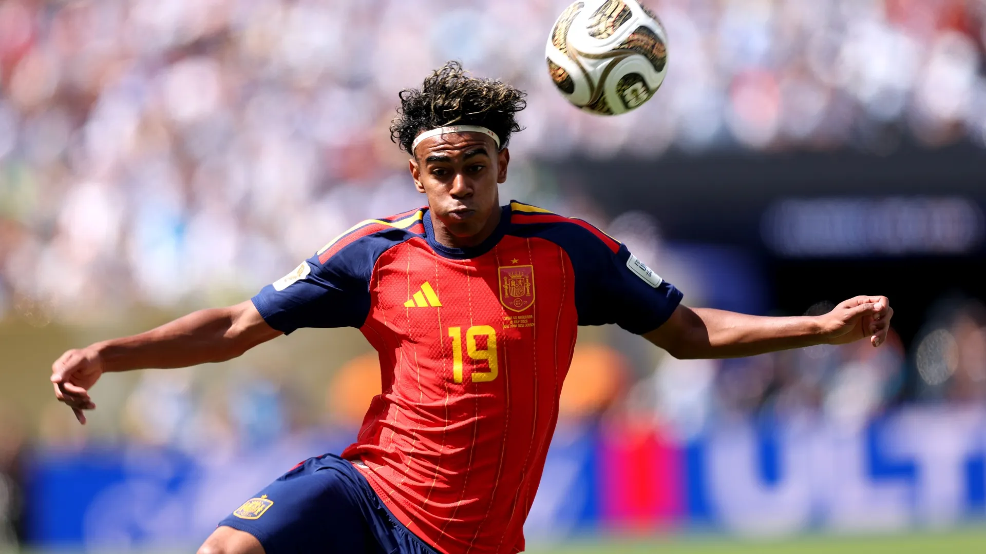 Lamine Yamal #19 of Spain during the FIFA World Cup 2026 Final match (Source: Carl Recine/Getty Images)