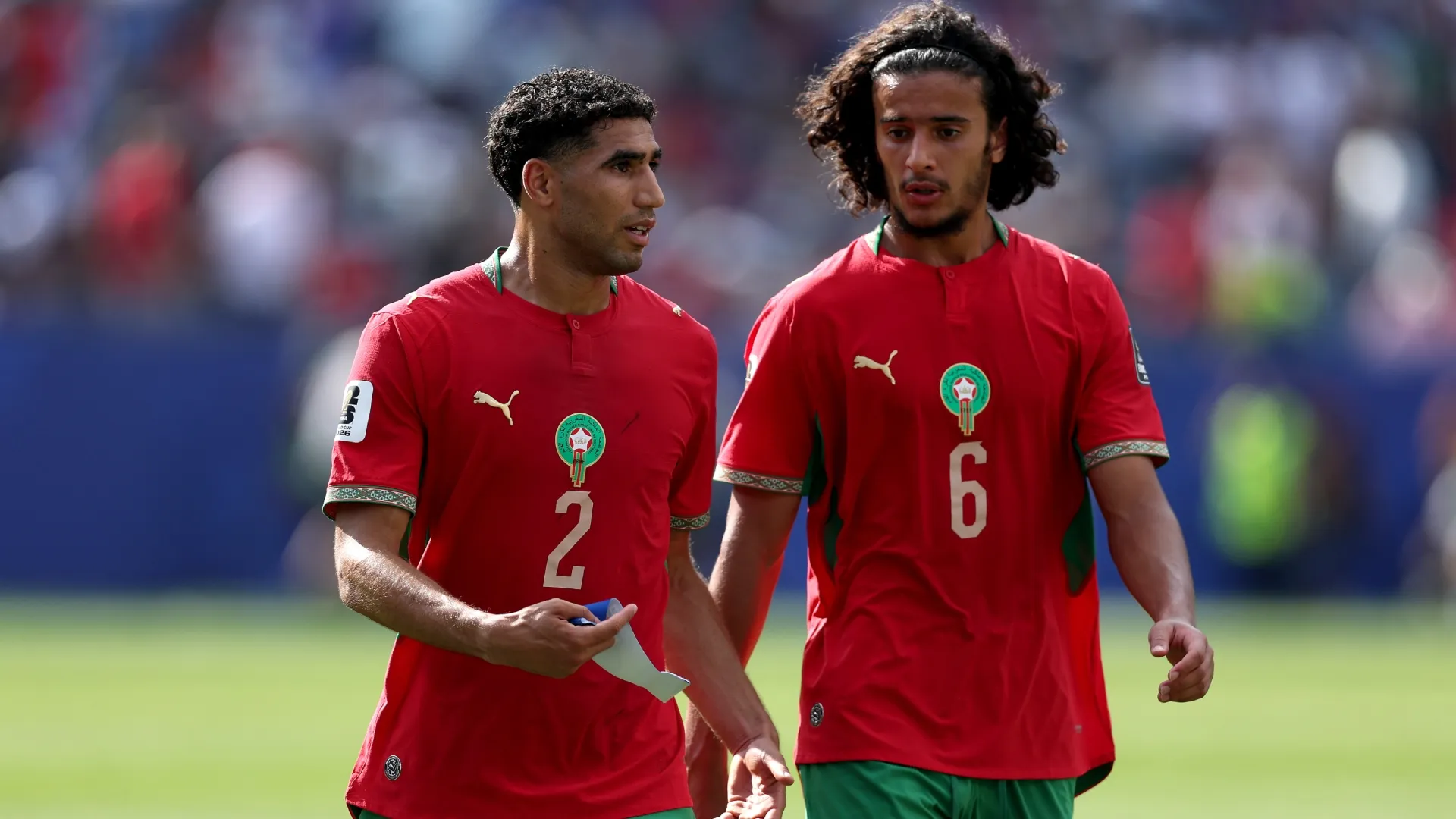 Achraf Hakimi #2 and Ayyoub Bouaddi #6 of Morocco (Source: Molly Darlington/Getty Images)
